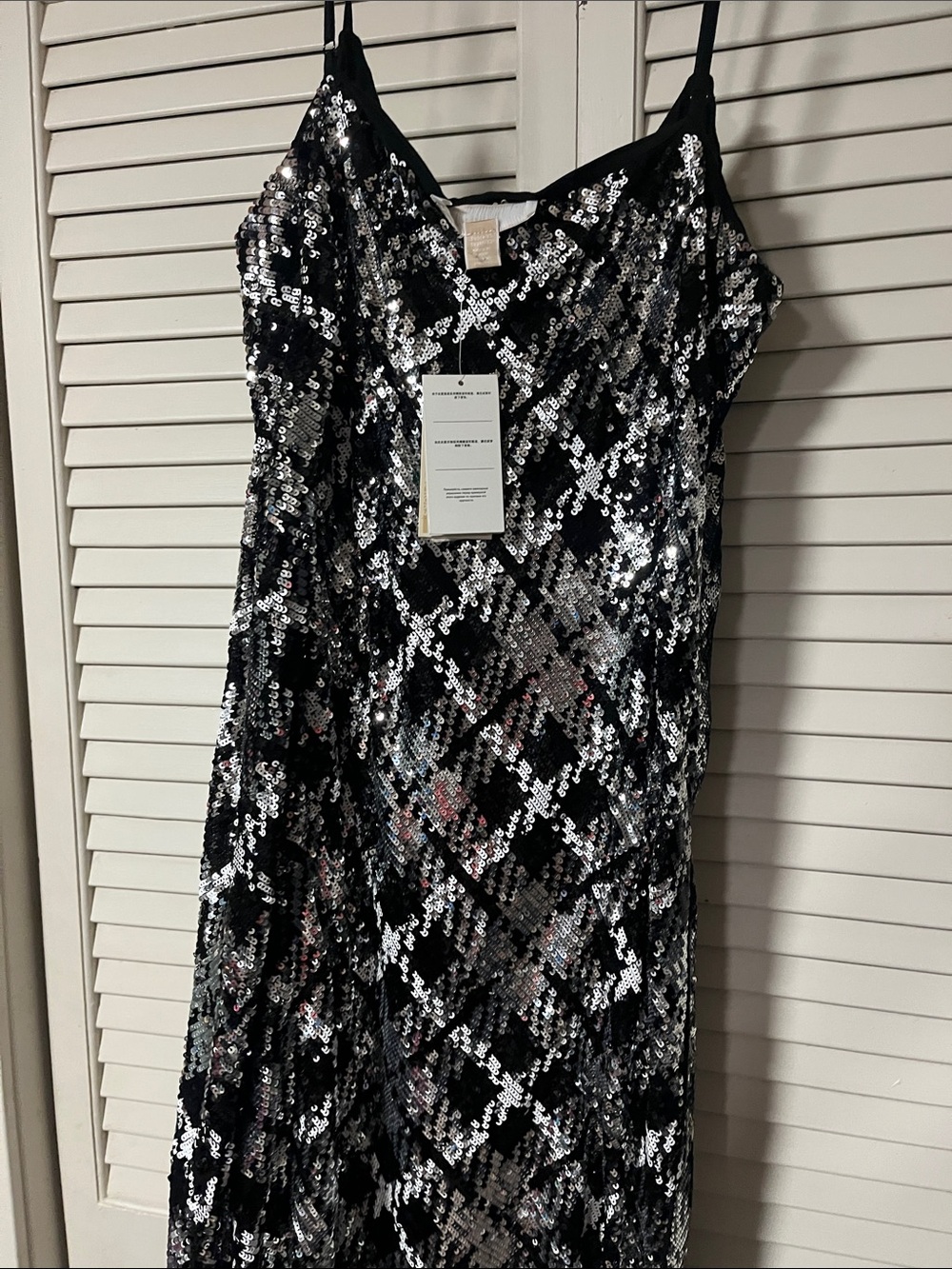 MICHAEL Michael Kors Black and Silver Sequin Slip Dress